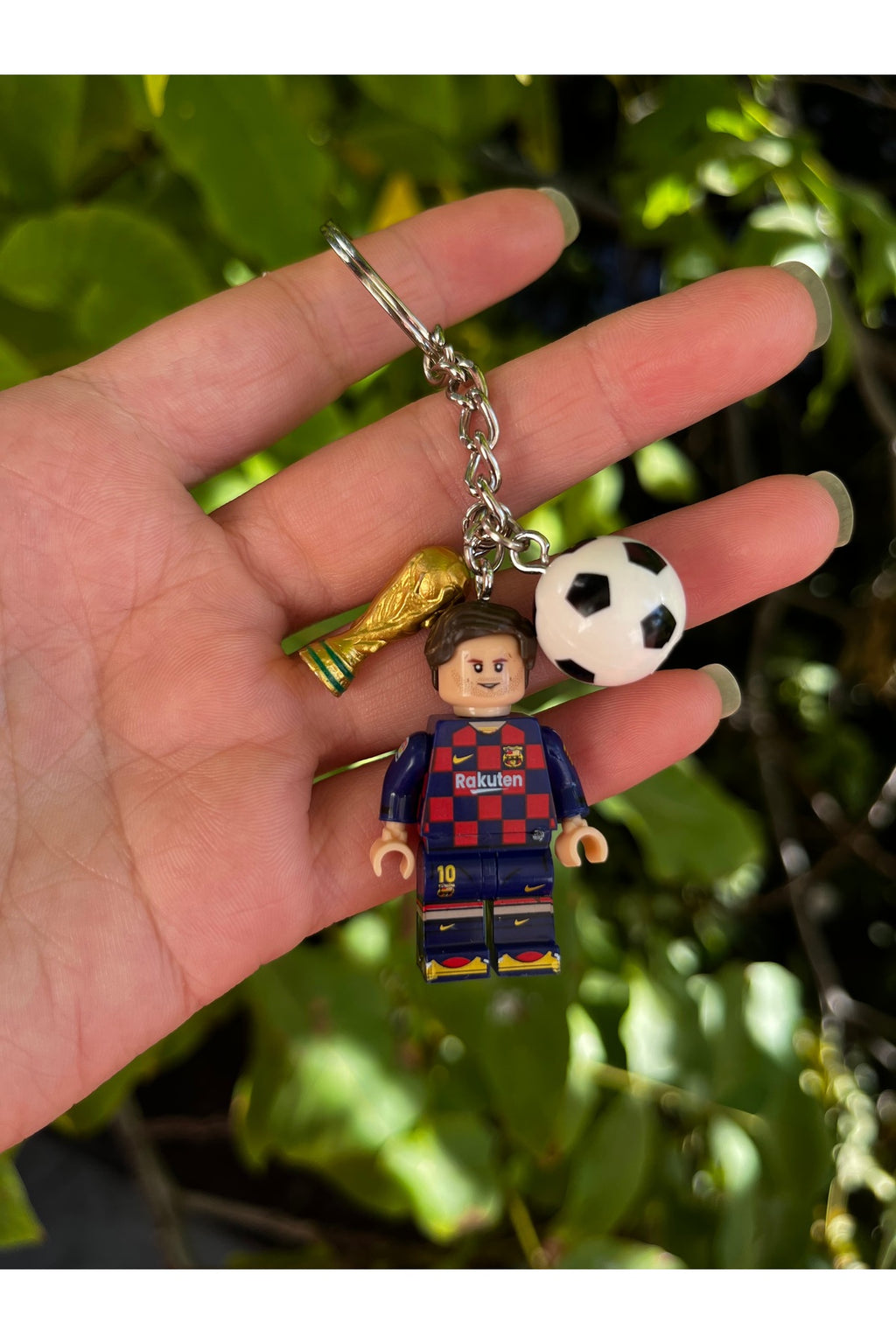 Barcelona formalı Messi figür anahtarlık arka yüz, 10 numara