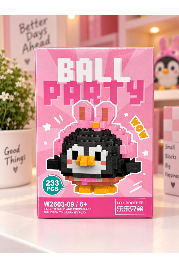 Ball Party W2603-09 tavşan kulaklı penguen 233 parça blok yapı taşı kutusu