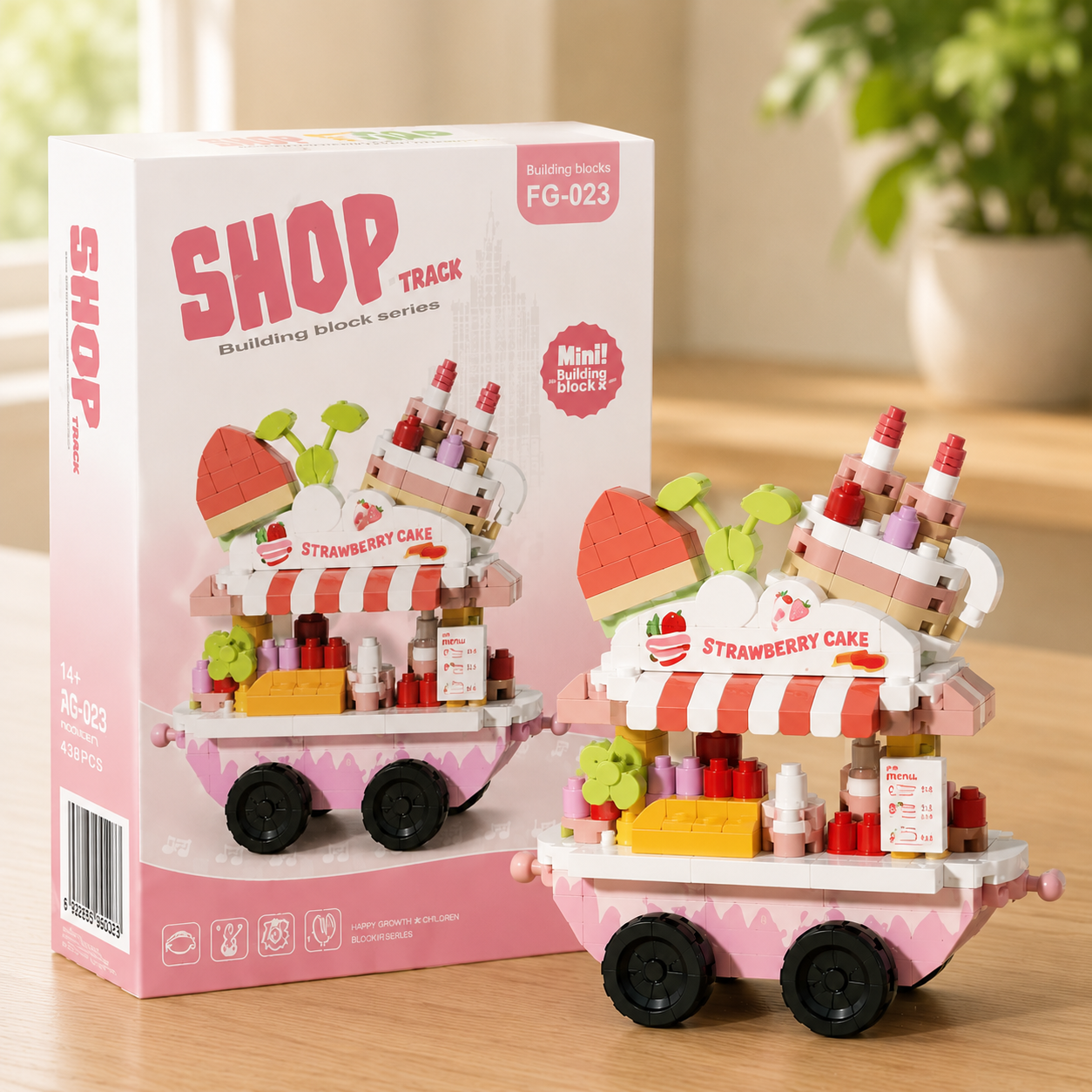 Mini Strawberry Cake Shop Track Blok Yapı Taşı Seti FG-023